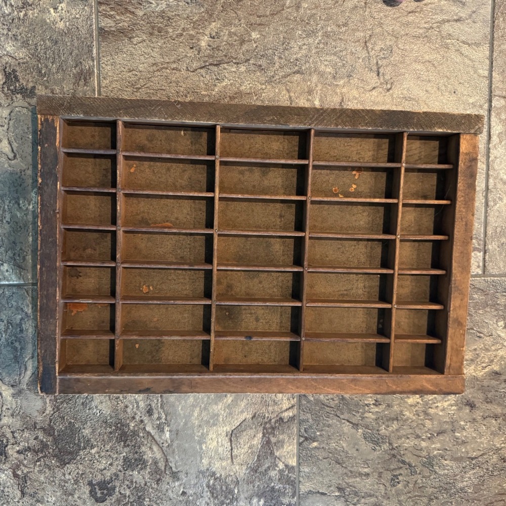 Vintage Printer Drawer Wooden Shadow Box Display Case 16x11 Rustic Wall Decor
